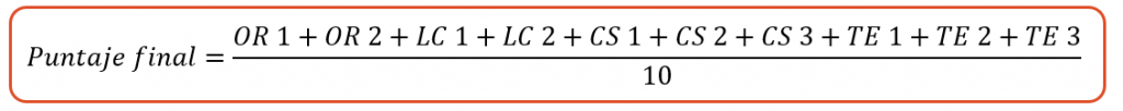 Formula de puntaje final
